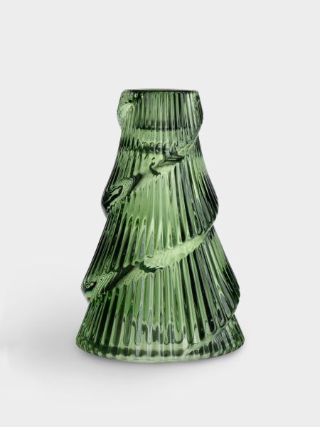 Подсвечник 12 см, для тонкой свечи, стекло, зеленый, Елка, Lyric Anna Lafarg
