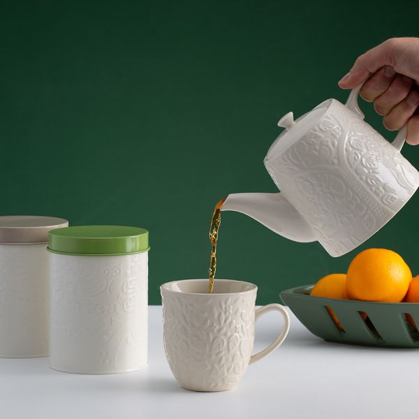 Емкость для хранения чая in the forest белая-зеленая