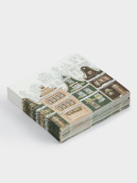 Салфетки бумажные, 21х21 см, 20 шт, квадратные, белые, Дома, Town ANNA LAFARG
