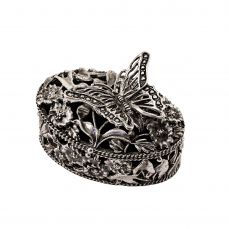 Шкатулка «Бабочка» латунная посеребренная с чернением КМ1175ШК06