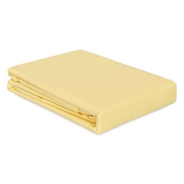Простыня на резинке из стираного перкаля светло-желтого цвета из коллекции essential, 200х200х30 см Tkano