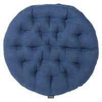 Подушка на стул круглая из стираного льна синего цвета из коллекции essential 40х40x4 см