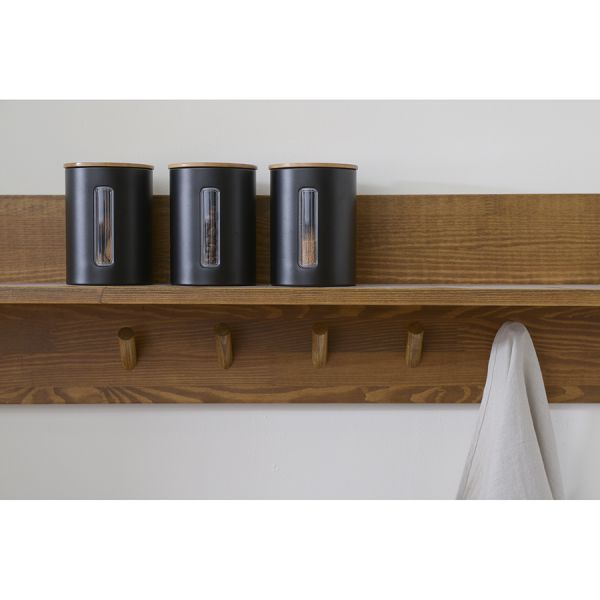 Набор банок для хранения kaffi, 1 л, матовые черные, 3 шт