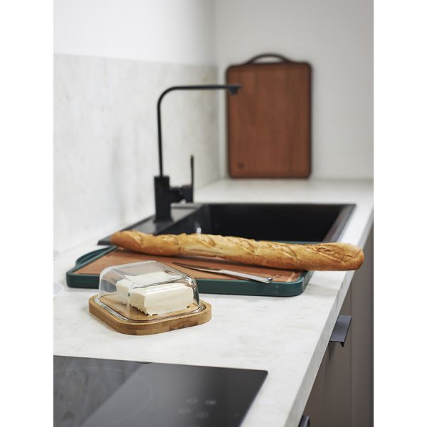 Доска разделочная из пшеничного волокна и черного дерева arlett, 44,5х30,5 см, темно-зеленая Smart Solutions