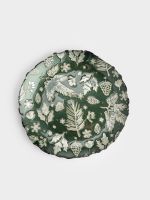 Блюдо 22 см, стекло, зеленое, Еловые ветки, Granada ANNA LAFARG