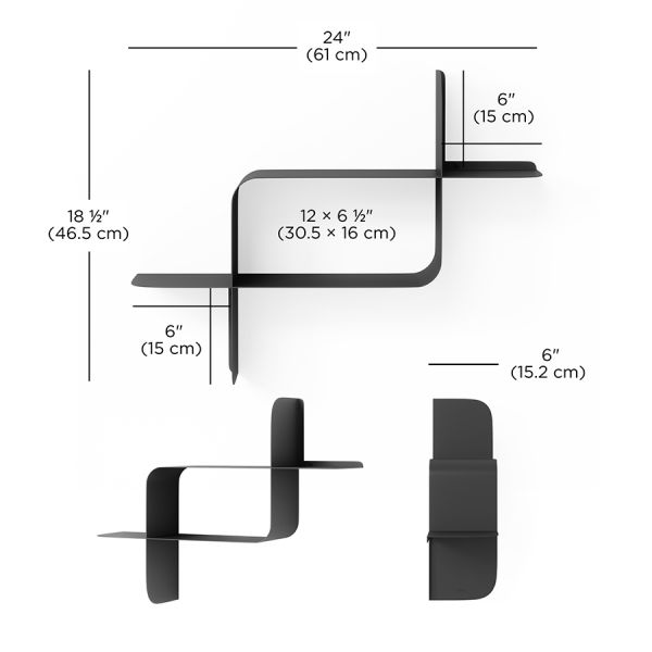 Набор металлических настенных полок montage, 2 шт, черные Umbra
