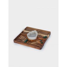 Менажница 25 см, 4 отделения, с пиалой, со шпажками, дерево/керамика, Шишка Anna Lafarg