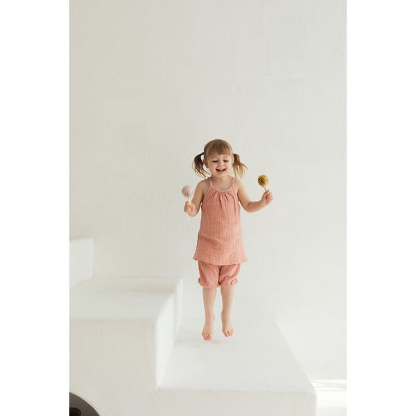 Топ из хлопкового муслина цвета пыльной розы из коллекции essential 12-18m