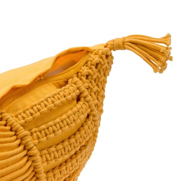 Чехол на подушку макраме горчичного цвета из коллекции ethnic 35х60 см