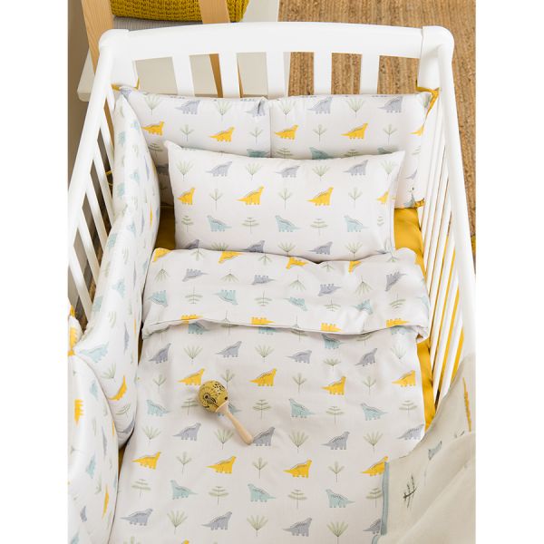 Комплект постельного белья из сатина с принтом dinosauria world из коллекции tiny world, 110х140 см Tkano