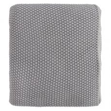 Плед из стираного хлопка серого цвета из коллекции essential, 130х180 см