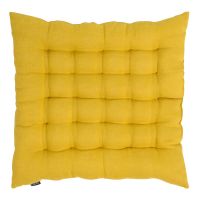 Подушка на стул из стираного льна горчичного цвета из коллекции essential 40х40x4 см