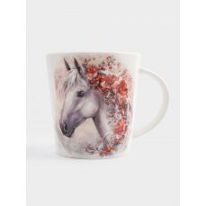 Кружка 450 мл, фарфор, белая, Лошадь с цветами, Horse ANNA LAFARG