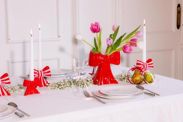 Подсвечник bow, 11х12х5 см, красно-белый Doiy