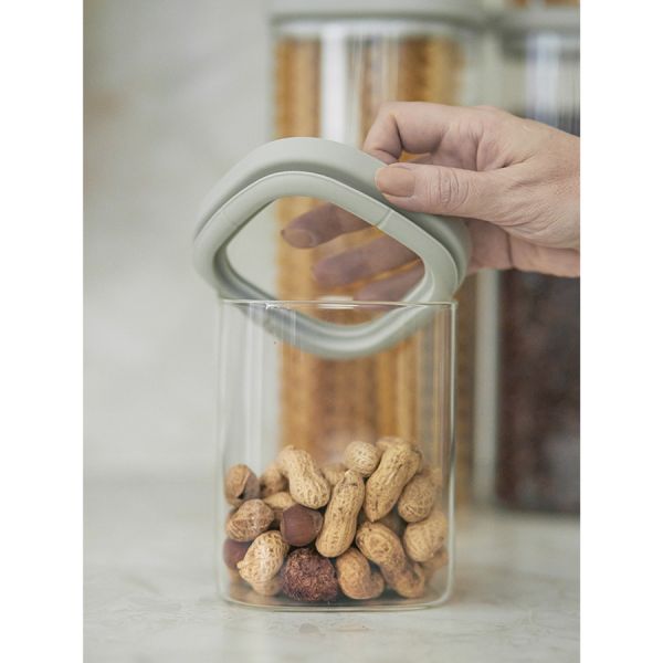 Банка для хранения стеклянная с крышкой 1 л, светло-серая Smart Solutions