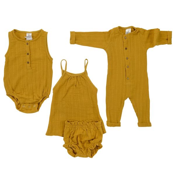 Шорты для новорожденных из хлопкового муслина горчичного цвета из коллекции essential 9-12m