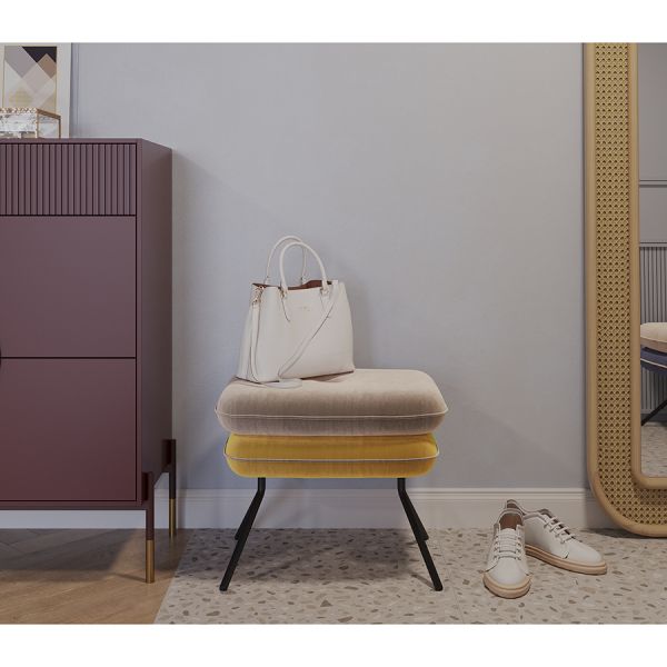 Пуф pea, велюр, бежевый/желтый Bergenson Bjorn