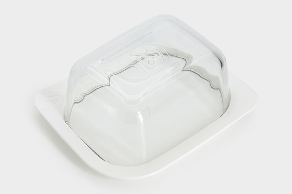 Масленка 14 см, стекло/пластик, прямоугольная, белая, Basic ANNA LAFARG