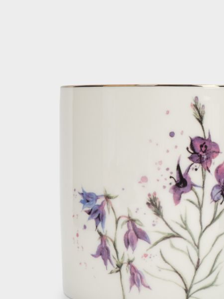 Кружка 380 мл, фарфор, белая, с золотистым кантом, Колокольчики, Giardino