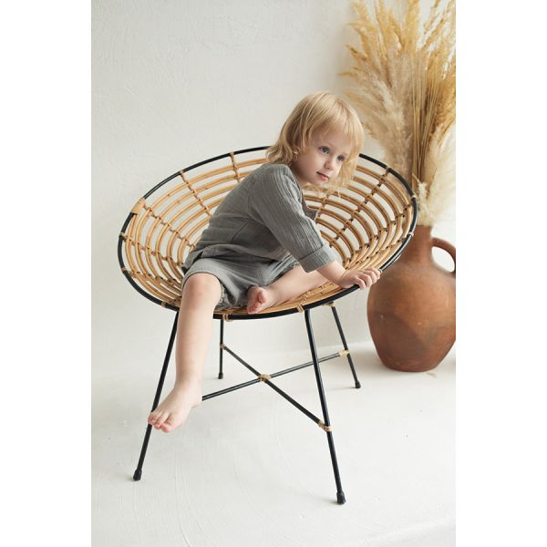 Рубашка из хлопкового муслина серого цвета из коллекции essential 18-24m