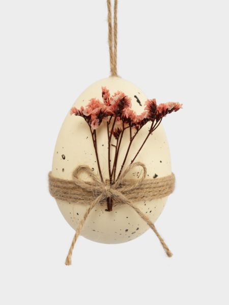Подвеска, пасхальное яйцо, 9 см, пластик, желтая, Веточки, Interior Easter
