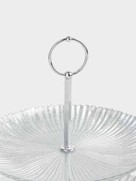 Подставка для пирожных 2-х ярусная, 21х28/26 см, стекло/металл, серебристая, Avila Anna Lafarg