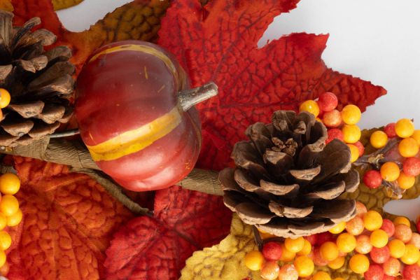 Ветка декоративная 54 см, полиэстер/пенопласт, Букет с тыквой, Bright pumpkin ANNA LAFARG
