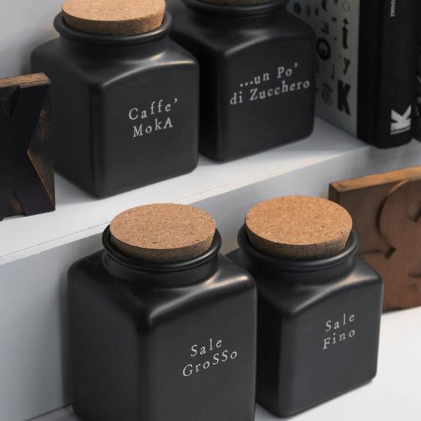 Ёмкость для соли с крышкой Nero Easy 18.5 см, Nuova Cer, 9063/5-EAB