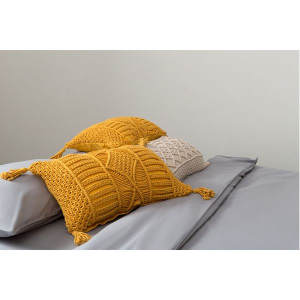 Чехол на подушку макраме светло-бежевого цвета из коллекции Ethnic 35х60 см