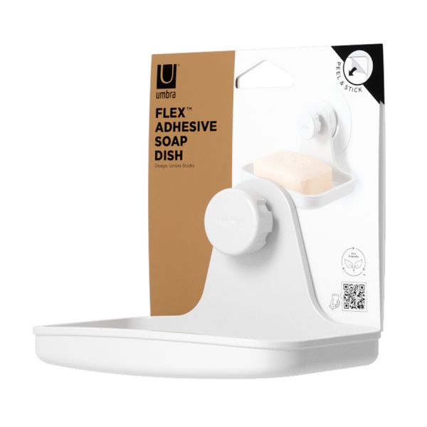 Мыльница для душа настенная flex adhesive, белая Umbra