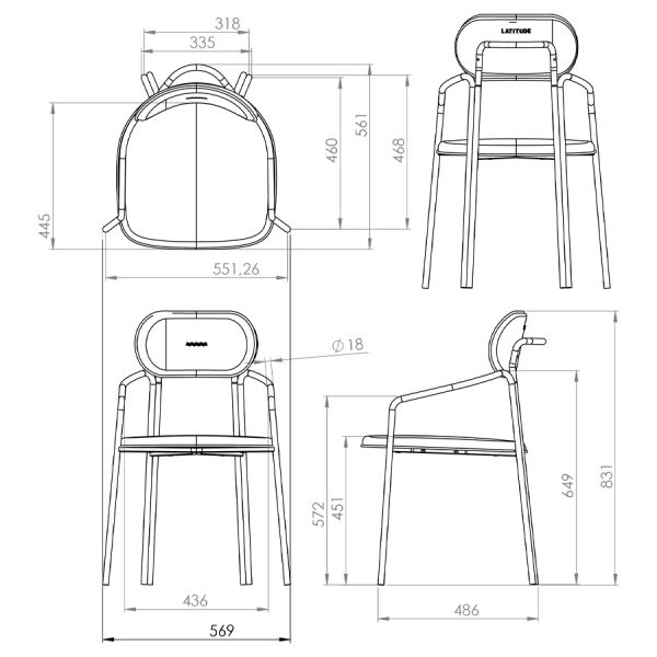 Стул ror, round, рогожка, черный/серый