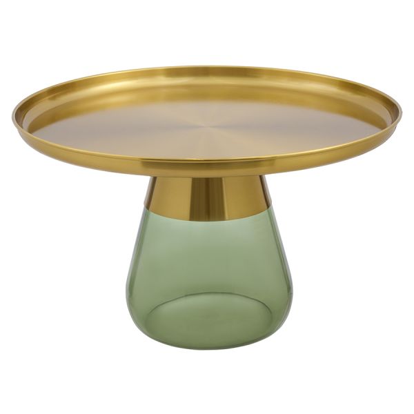 Стол кофейный dahl D70 см латунь/зеленый