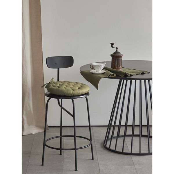 Подушка на стул круглая из хлопка оливкового цвета из коллекции essential, 40 см Tkano