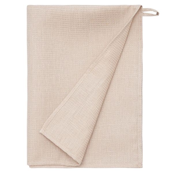 Набор из двух вафельных полотенец изо льна бежевого цвета из коллекции essential 50х70 см