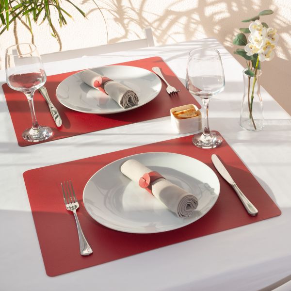 Подстановочная прямоугольная салфетка из натуральной кожи 45х35 см salsa red Skinnatur