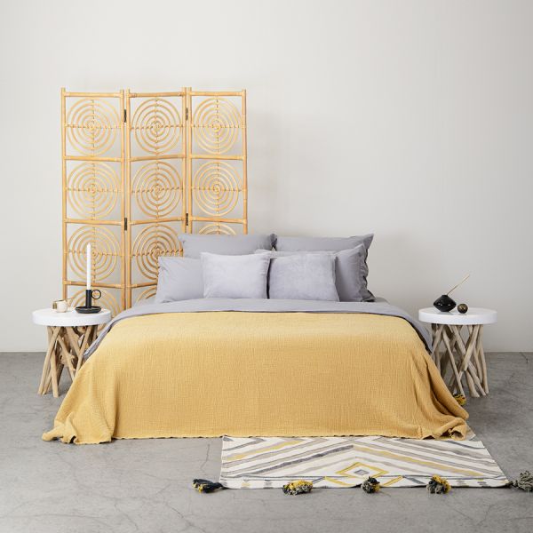 Комплект постельного белья серого цвета из органического стираного хлопка из коллекции essential