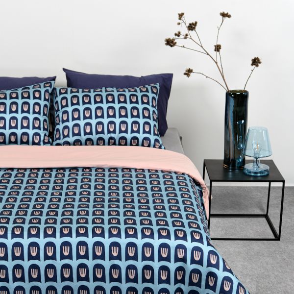 Комплект постельного белья полутораспальный из сатина цвета пыльной розы с принтом blossom time