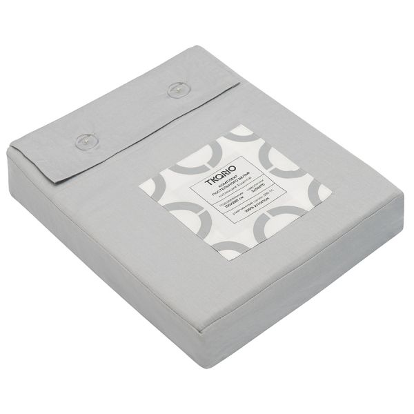 Комплект постельного белья из умягченного сатина серого цвета из коллекции essential, 150х200 см Tkano