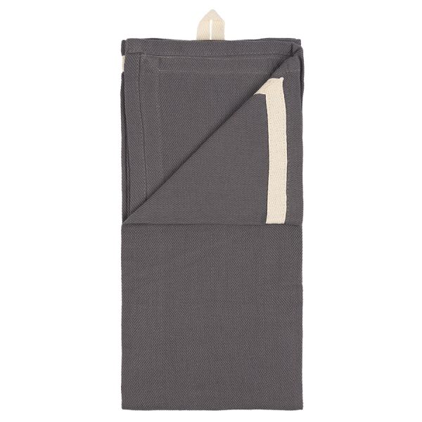 Набор из двух кухонных полотенец саржевого плетения серого цвета из коллекции essential