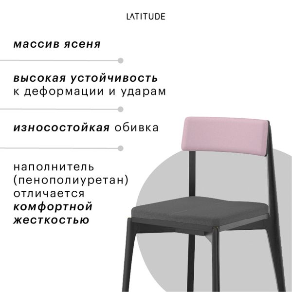 Стул aska рогожка черный/темно-серый/розовый Latitude