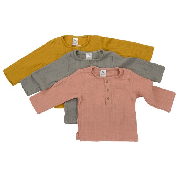 Рубашка из хлопкового муслина горчичного цвета из коллекции essential 18-24m TK20-KIDS-SHI0002