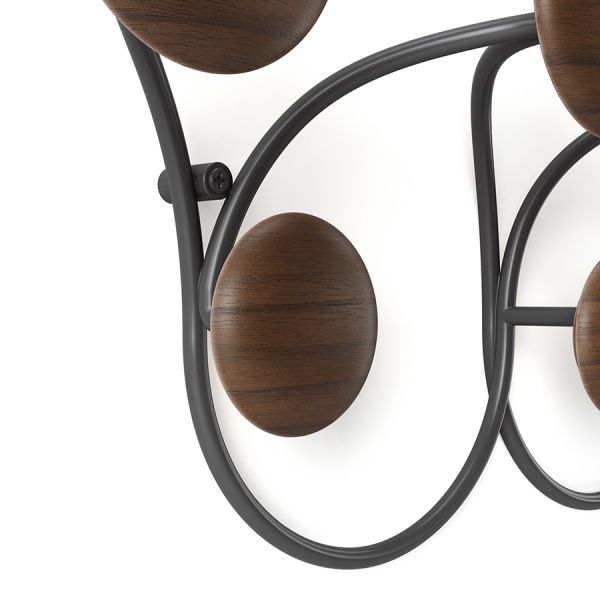 Вешалка настенная dotsy, черная/орех Umbra