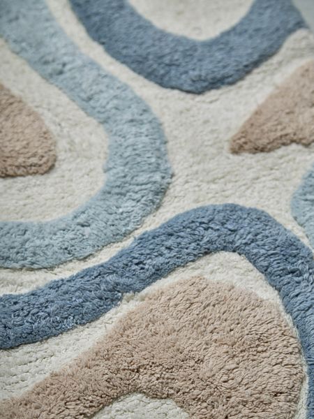 Коврик для ванной flow серо-синего цвета из коллекции ethnic Tkano