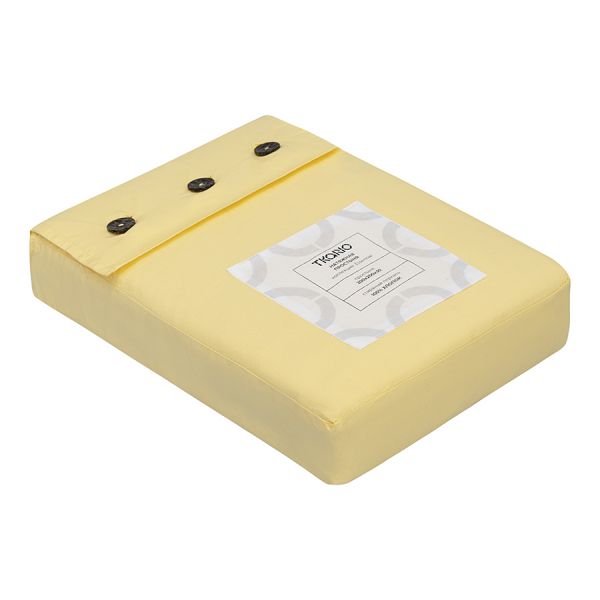 Простыня на резинке из стираного перкаля светло-желтого цвета из коллекции essential, 200х200х30 см Tkano