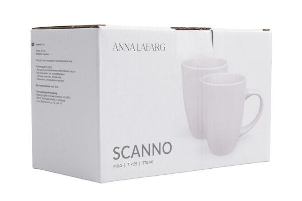 Кружка 370 мл, 2 шт, керамика, белая, в крапинку, Scanno ANNA LAFARG
