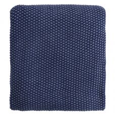 Плед из стираного хлопка темно-синего цвета из коллекции essential, 130х180 см