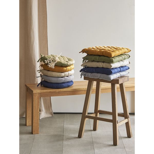 Подушка на стул круглая из хлопка оливкового цвета из коллекции essential, 40 см Tkano