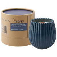 Свеча ароматическая с деревянным фитилём musk, rose & cedarwood из коллекции edge, синий, 60 ч Tkano