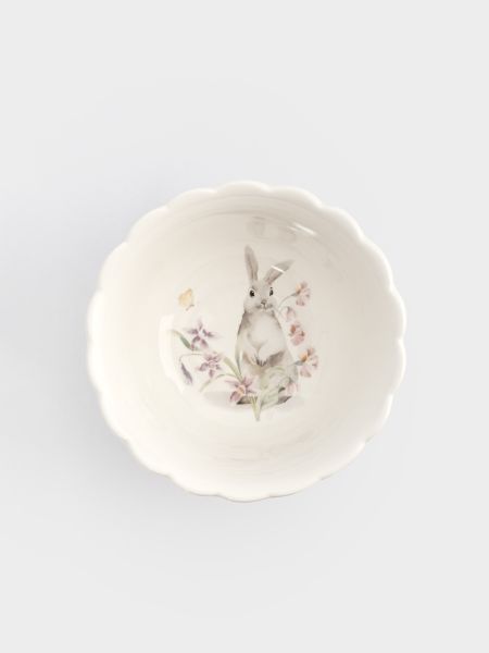 Салатник 15х7 см, 530 мл, керамика, белый, Кролик с цветами, Flower Rabbit
