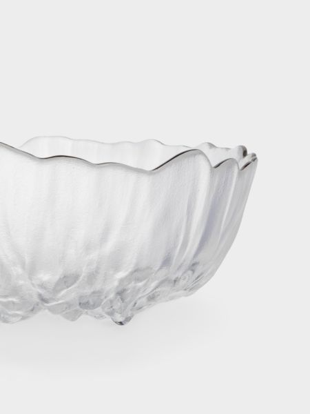 Салатник 20 см, 1,2 л, стекло, с серебристым кантом, мятая фактура, Piano Anna Lafarg